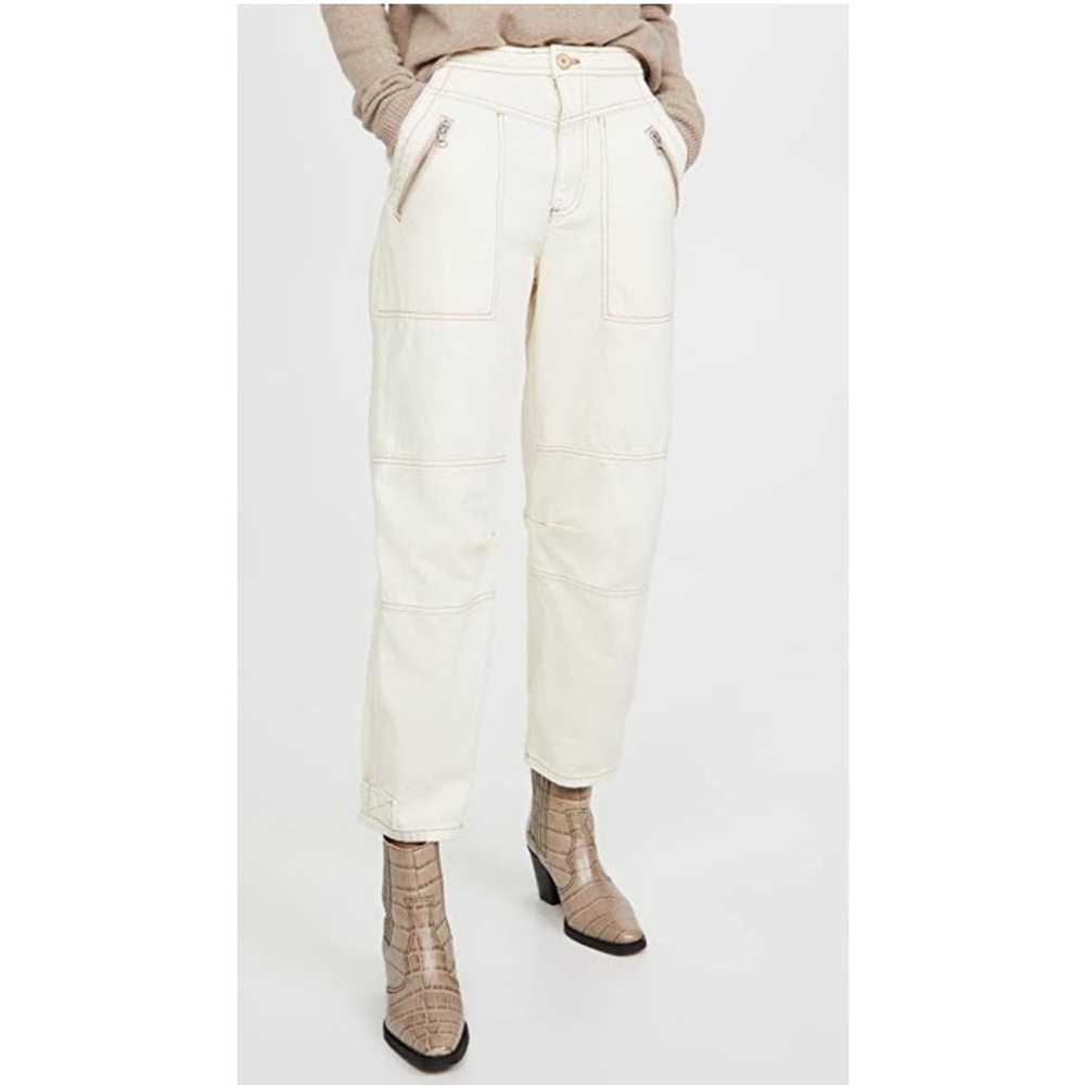 Free People Misty Road Barrel Leg Pants in Ecru